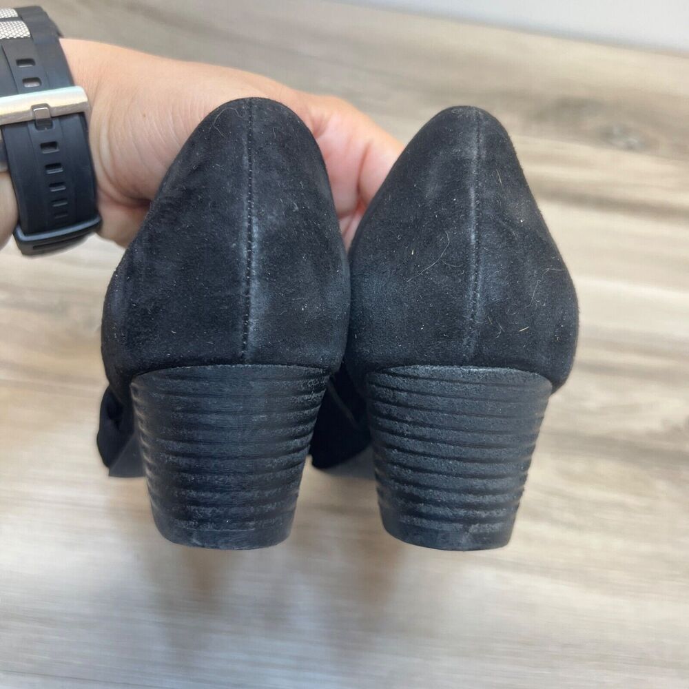 Eileen Fisher Black Suede Pointed Hilly Wedge D'Orsay Flats - Picture 4 of 11